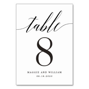Modern Script EDITABLE COLOR Table Number Kaart