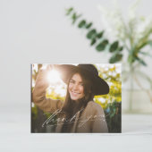 Modern script één foto afstuderen dank u briefkaart (Staand voorkant)