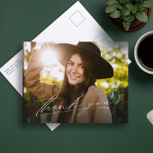 Modern script één foto afstuderen dank u briefkaart