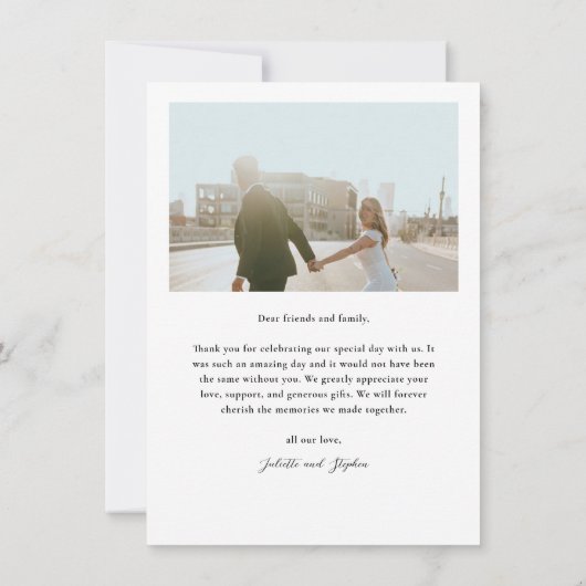 Modern Script Eenvoudig 2 foto bruiloft Bedankkaart (Achterkant)