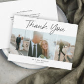 Modern Script Eenvoudig 3 foto bruiloft Bedankkaart