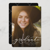 Modern script, eenvoudig afstuderen aankondiging (Voorkant / Achterkant)