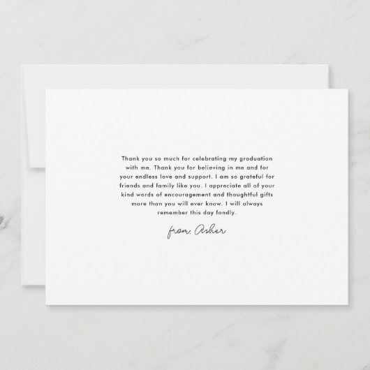 Modern Script Eenvoudig Afstuderen Bedankkaart (Achterkant)