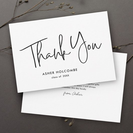 Modern Script Eenvoudig Afstuderen Bedankkaart