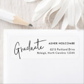 Modern Script Eenvoudig Afstuderen Retouradres Etiket (Insitu)