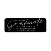 Modern Script Eenvoudig Afstuderen Retouradres Etiket (Voorkant)