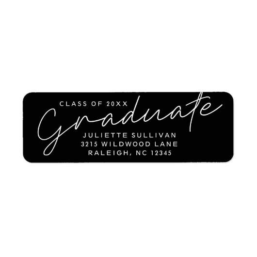 Modern Script Eenvoudig Afstuderen Retouradres Etiket (Voorkant)