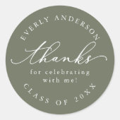 Modern Script Eenvoudig Afstuderen Ronde Sticker (Voorkant)