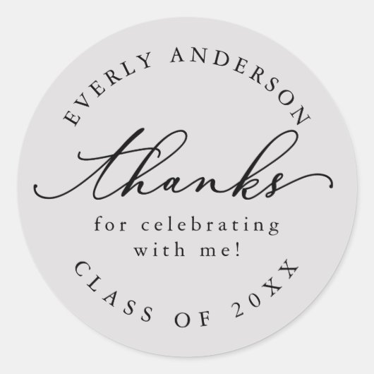 Modern Script Eenvoudig Afstuderen Ronde Sticker (Voorkant)