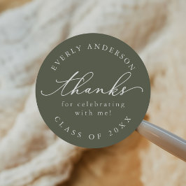 Modern Script Eenvoudig Afstuderen Ronde Sticker