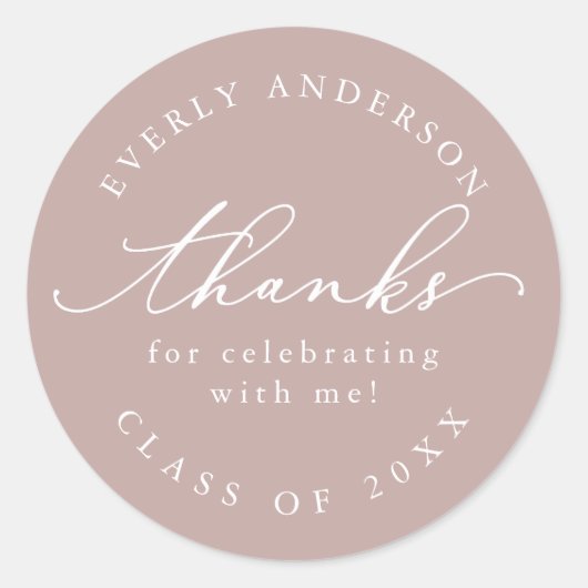 Modern Script Eenvoudig Afstuderen Ronde Sticker (Voorkant)