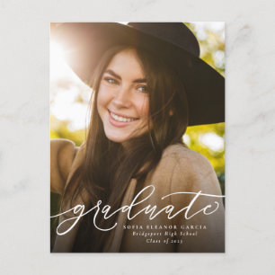 Modern script, eenvoudig afstuderen uitnodiging briefkaart