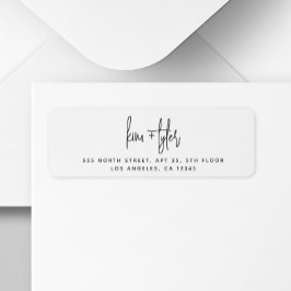 Modern script eenvoudig bruiloft retour adres etiket