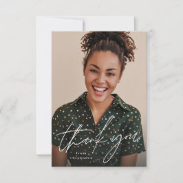 Modern script eenvoudig één foto-afstuderen bedankkaart