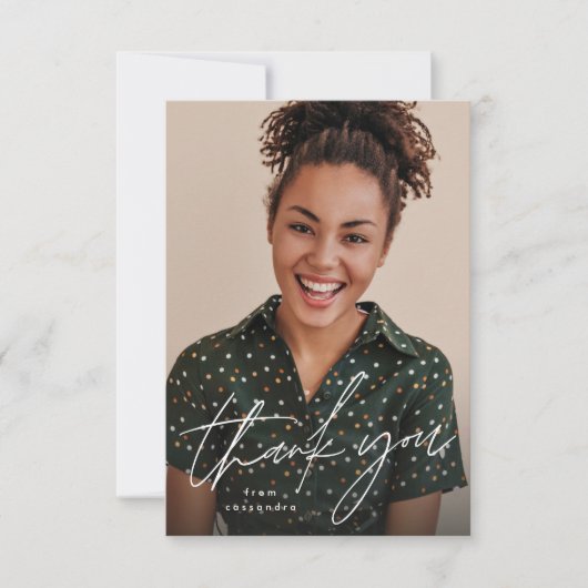 Modern script eenvoudig één foto-afstuderen bedankkaart (Voorkant)