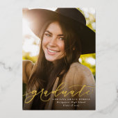 Modern script eenvoudig één foto-afstuderen folie uitnodiging (Voorkant)