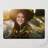 Modern script eenvoudig één foto-afstuderen folie uitnodiging (Voorkant)