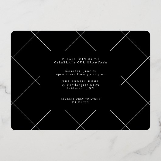 Modern script eenvoudig één foto-afstuderen folie uitnodiging (Achterkant)