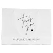 Modern script eenvoudig hart trouwdag bedankt groot cadeauzakje (Achterkant)
