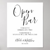 Modern Script Eenvoudig Open Bar Bord Poster (Voorkant)