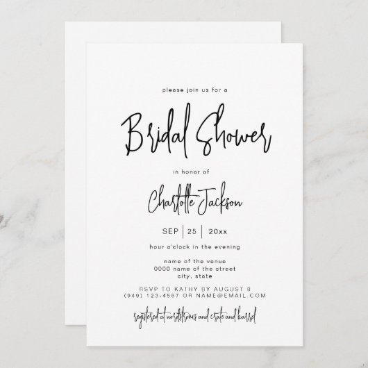 Modern script, eenvoudig Vrijgezellenfeest Kaart (Voorkant / Achterkant)