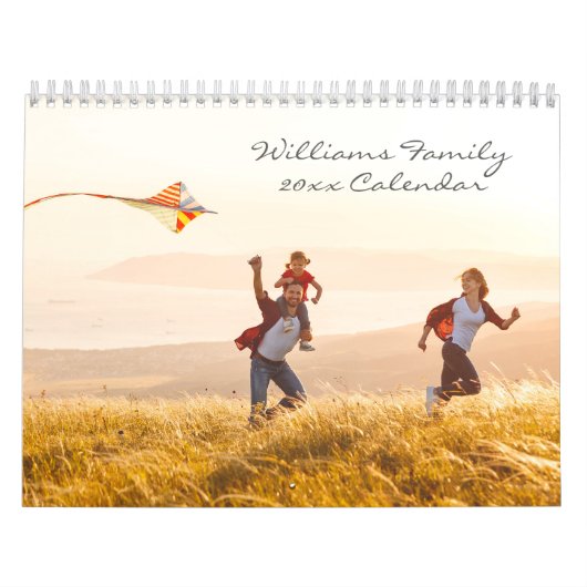 Modern Script Eenvoudige aangepaste familie foto 2 Kalender (Hoes)