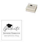 Modern Script Eenvoudige afstudeerdop Retouradres Rubberstempel (Gestempeld)