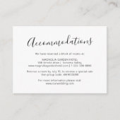 Modern Script Eenvoudige bruiloft hotel Accommodat Informatiekaartje (Voorkant)