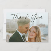 Modern Script Eenvoudige foto bruiloft Bedankkaart (Voorkant)