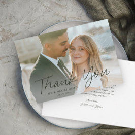 Modern Script Eenvoudige foto bruiloft Bedankkaart