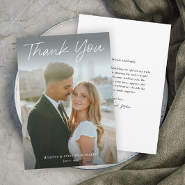 Modern Script Eenvoudige foto bruiloft Bedankkaart
