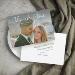 Modern Script Eenvoudige foto bruiloft Bedankkaart