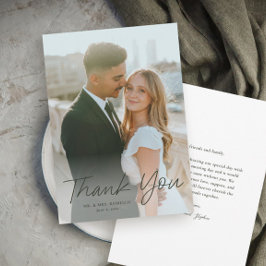 Modern Script Eenvoudige foto bruiloft Bedankkaart