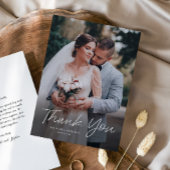 Modern Script Eenvoudige foto bruiloft Bedankkaart