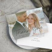 Modern Script Eenvoudige foto bruiloft Bedankkaart