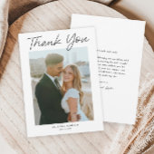Modern Script Eenvoudige foto bruiloft Bedankkaart