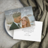 Modern Script Eenvoudige foto bruiloft Bedankkaart