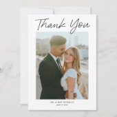 Modern Script Eenvoudige foto bruiloft Bedankkaart (Voorkant)