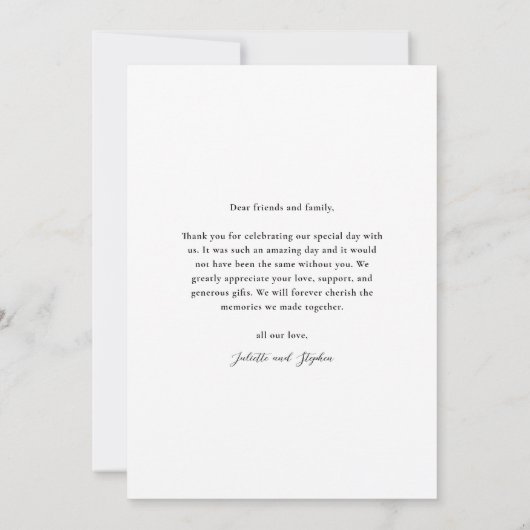Modern Script Eenvoudige foto bruiloft Bedankkaart (Achterkant)