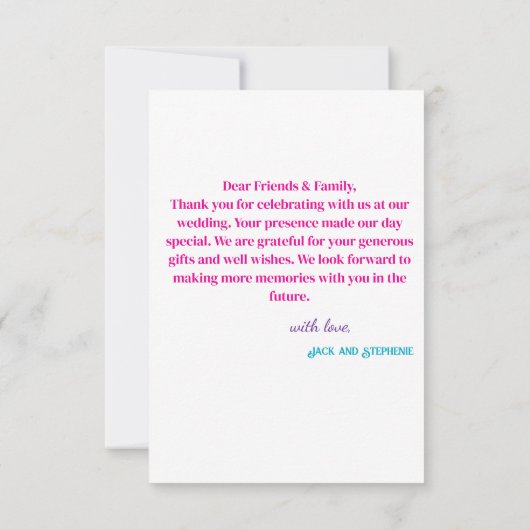 Modern Script Eenvoudige foto bruiloft Bedankkaart (Achterkant)