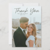 Modern Script Eenvoudige foto bruiloft Bedankkaart (Voorkant)