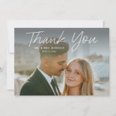 Modern Script Eenvoudige foto bruiloft Bedankkaart (Voorkant)