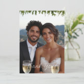 Modern Script Eenvoudige foto bruiloft dank u Bedankkaart (Staand voorkant)