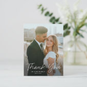 Modern Script Eenvoudige foto bruiloft dank u Briefkaart (Staand voorkant)