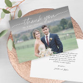 Modern Script Eenvoudige foto bruiloft dank u kaar Bedankkaart