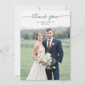 Modern Script Eenvoudige foto bruiloft dank u kaar Bedankkaart (Voorkant)