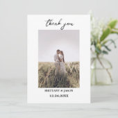 Modern Script Eenvoudige foto bruiloft dank u kaar Kaart (Staand voorkant)