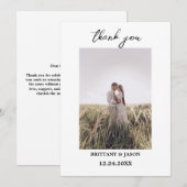 Modern Script Eenvoudige foto bruiloft dank u kaar Kaart (Voorkant / Achterkant)
