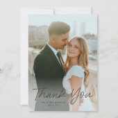 Modern Script Eenvoudige foto bruiloft dank u Kaart (Voorkant)