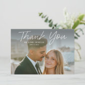 Modern Script Eenvoudige foto bruiloft dank u Kaart (Staand voorkant)